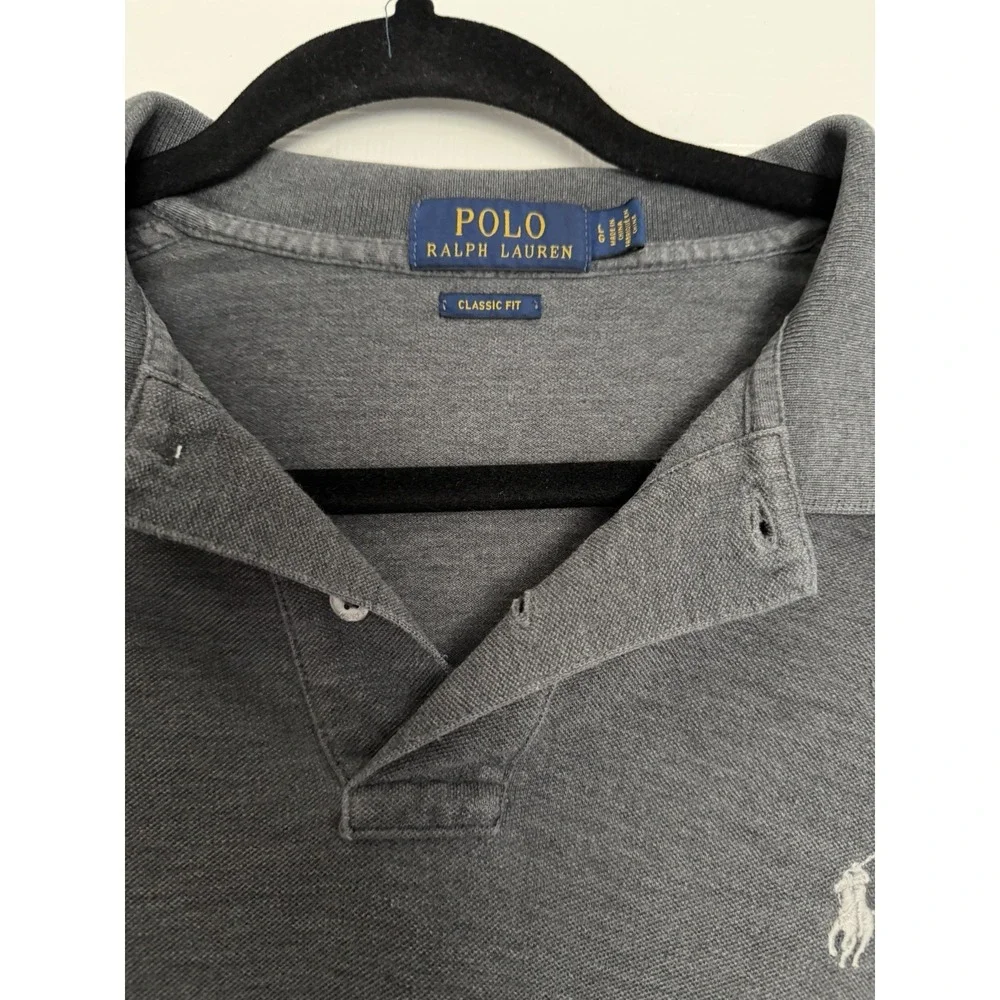Polo‎ Ralph Lauren Classic Fit Polo Shirt Mens Large Charcoal Gray Cotton Pony